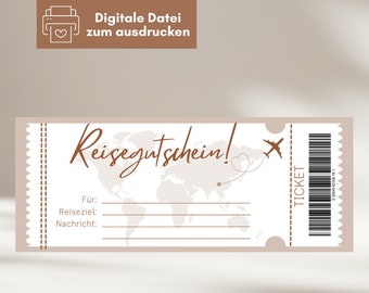 Reisegutschein | Digitaler Download | Personalisierter Gutschein | Gutschein Karte