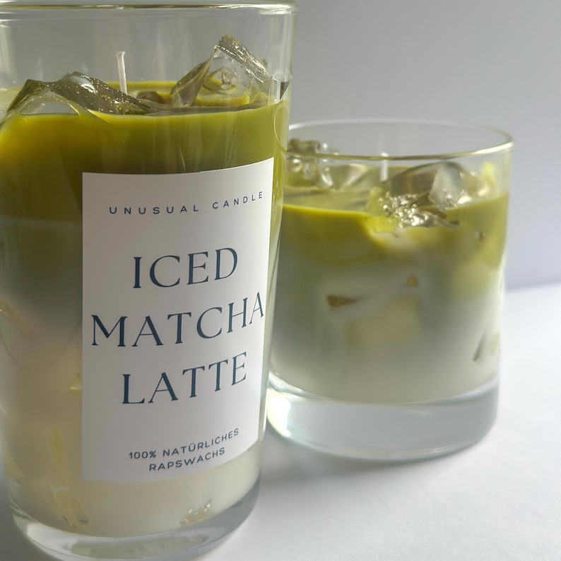 Handgegossene Matcha-Latte-Kerze im Glas  nachhaltige Wachs-Kerze als Sommergeschenk oder Deko-Highlight