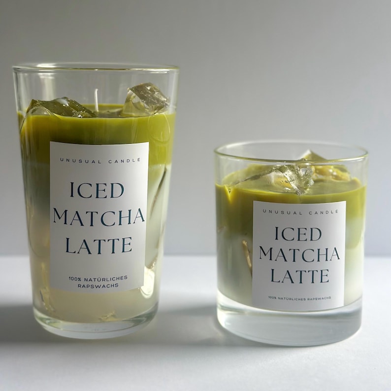 Duftkerze Iced Matcha Latte  vegane Geschenkidee für Tee- und Matcha-Fans