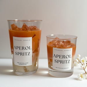 Aperol Spritz Kerze im Glas – Duftkerze Cocktail Design – Sommerkerze – Geschenk für Freundinnen – Handgemachte Kerze