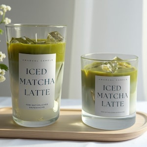 Matcha Latte Candle – Scented Candle in a Glass – Gift Candle – Handmade – Decorative Candle – Iced Matcha Latte Candle image 1