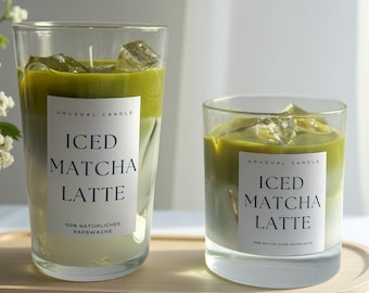 Matcha Latte Kerze – Duftkerze im Glas – Geschenk Kerze – Handgemacht – Deko Kerze - Iced Matcha Latte Kerze
