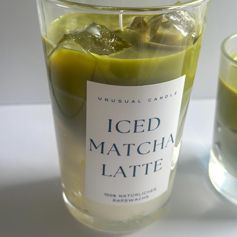 Matcha Latte Candle – Scented Candle in a Glass – Gift Candle – Handmade – Decorative Candle – Iced Matcha Latte Candle image 8