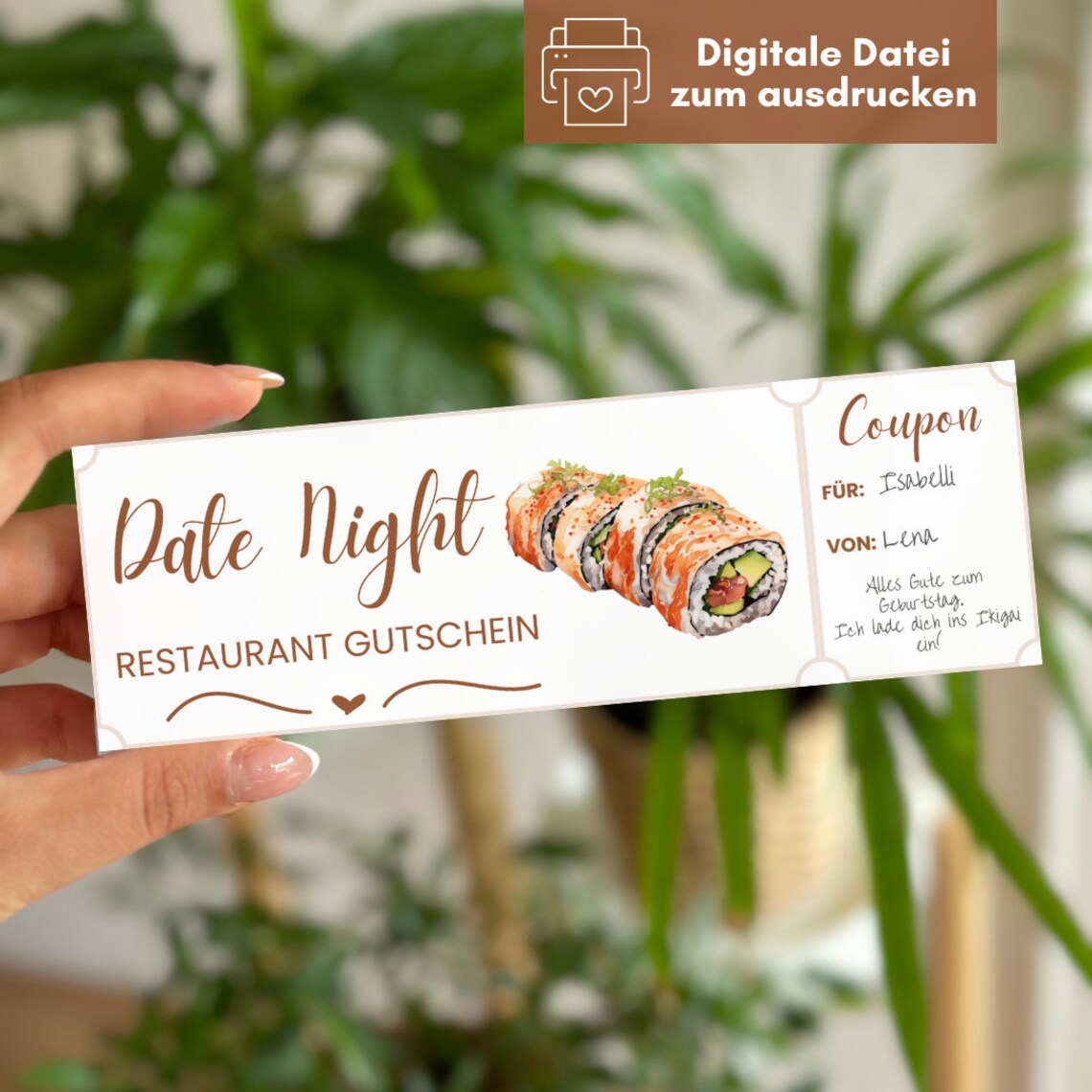 Sushi Voucher to Print Out Directly I Voucher for Eating Out I Instant ...
