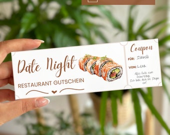 Sushi voucher to print out directly I voucher for eating out I instant download voucher