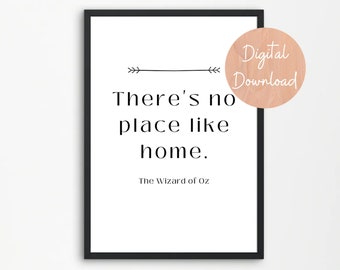 There's No Place Like Home, Wizard of Oz, Fantasy, Inspirational Quote, Home Sweet Home, Wall Print, Modern Art, Minimalist, Family