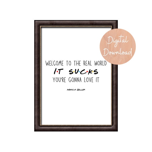 F.R.I.E.N.D.S. TV Show, The Real World Sucks, Monica Geller, FRIENDS Reunion, Funny, Humor, Perfect Gift, Home Decor, Wall Art, Printable