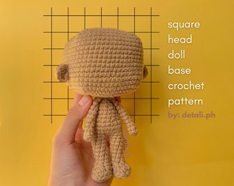 Patrón de crochet Amigurumi con base de muñeca con cabeza CUADRADA