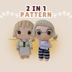 Swiftie Crochet Pattern | 2 in 1 Crochet Pattern Bundle, Doll, Amigurumi | Cardigan and YBWM