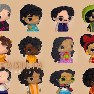 12 in 1 Crochet Pattern | Complete Family Crochet Pattern, Curly Hair Amigurumi Pattern, Dress Doll Pattern, Human Crochet Doll | La Familia