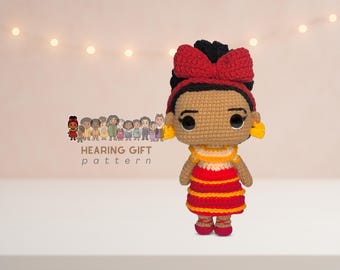 Crochet Doll Pattern PDF – Curly-Bun Sister Doll | Bow & Ruffle Dress, Beginner Amigurumi, Instant Download