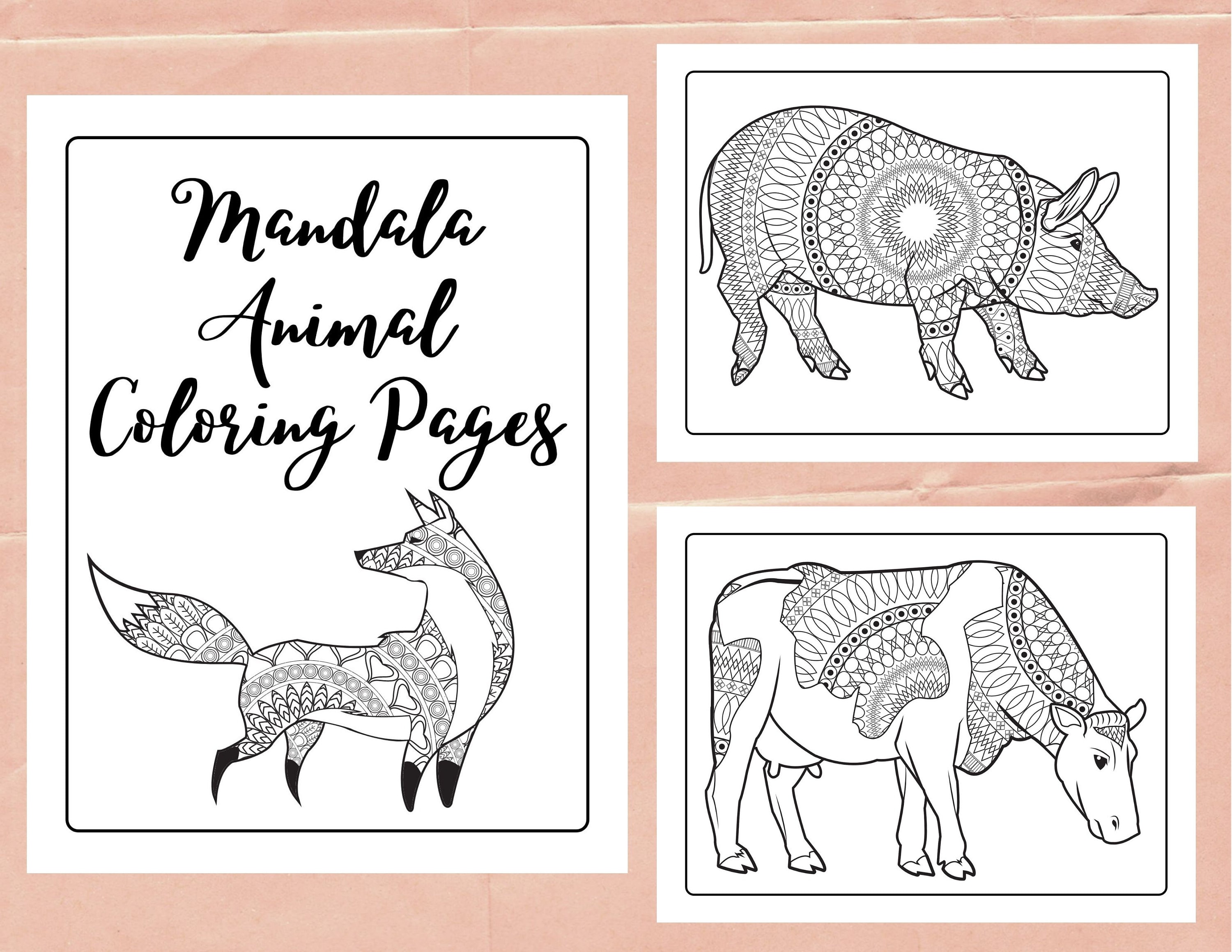 Mandala Animal Coloring Pages - Etsy