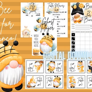 Bee is for Bunco Spring/Summer Bunco Score Cards, Tally Sheets, Ghost Player Card, Table Tents and Table Moves Rules