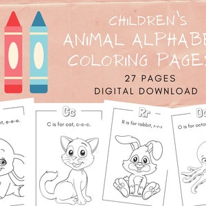 PDF Animal Alphabet Coloring Pages From A to Z 26 Pages | Etsy