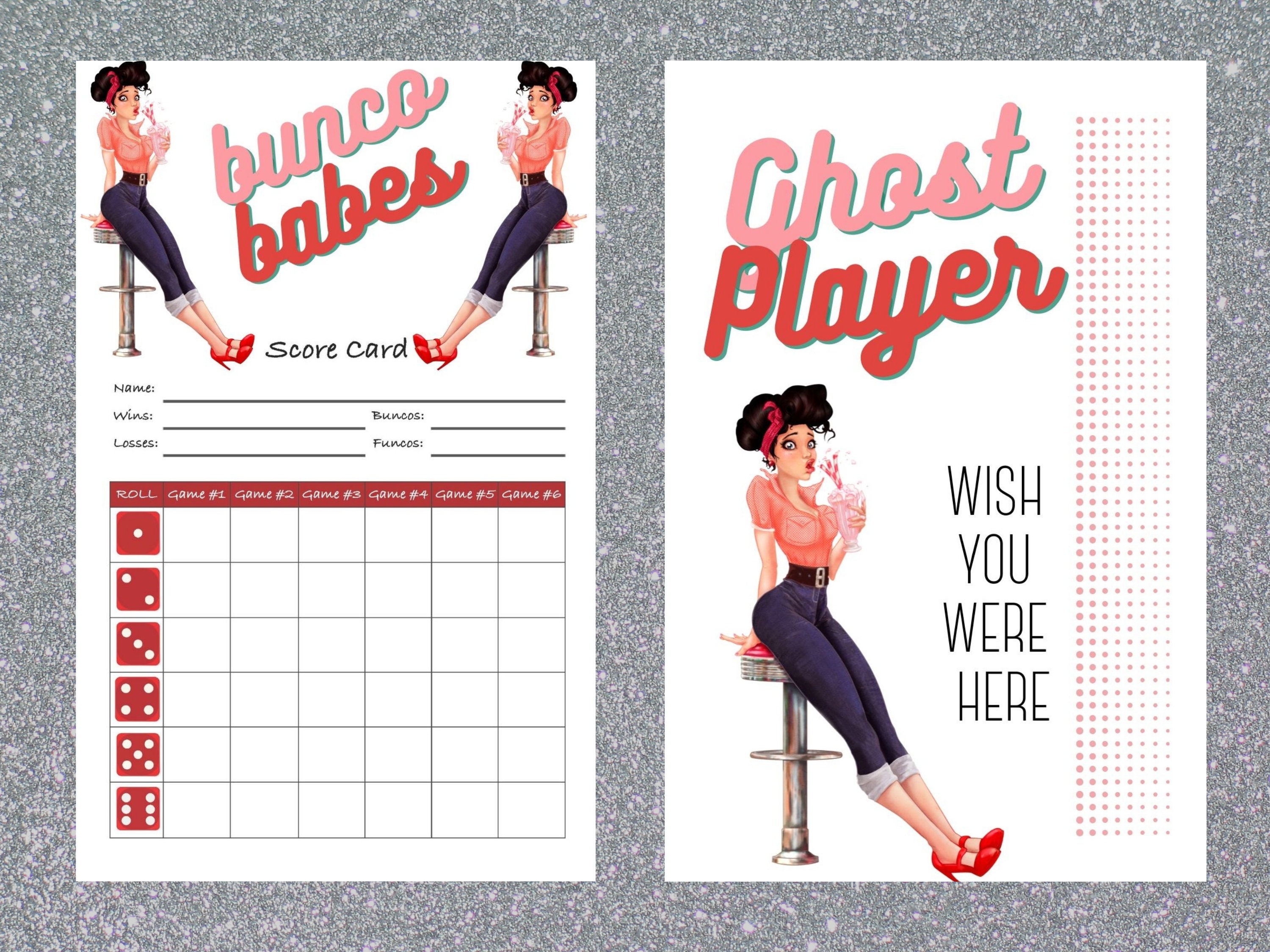 Bunco Set Bunco Babes Bunco Score Cards, Tally Sheets, Ghost Player ...