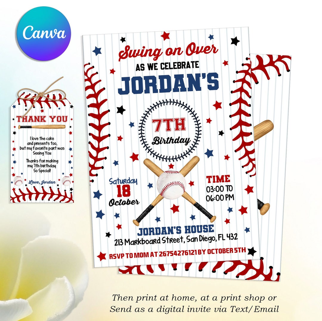 Editable Baseball Invitation, Baseball Birthday Invitation, Baseball ...
