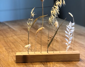 Eikenhouten vaas voor droogbloemen // Houten lat voor droogbloemen