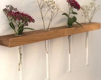 Wandvase mit 4 Gläsern // Hängevase mit Reagenzgläsern