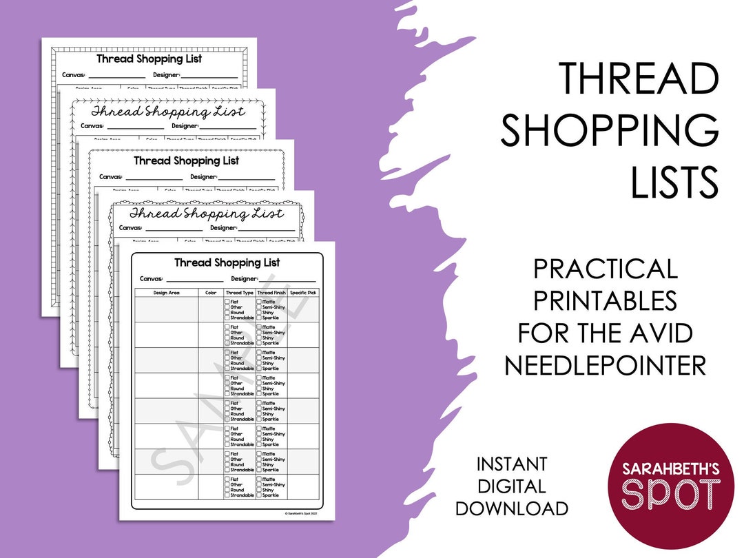 Thread Shopping Lists - Simple Designs (digital Product) - Etsy