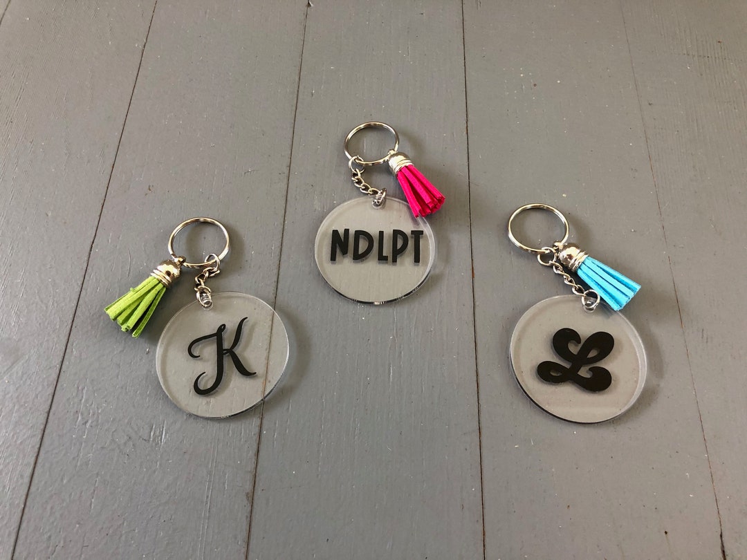 Personalized Acrylic Keychain: Initial, Needlework Designs - Etsy