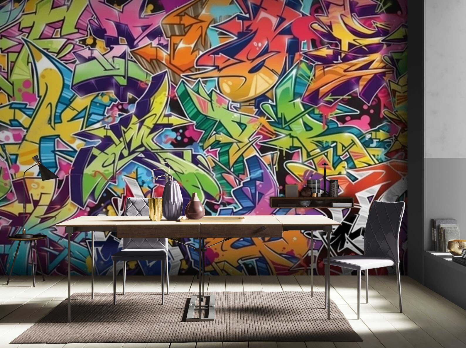 Graffiti Wallpaper Mural Removable Peel and Stick Mural Stylish Wall ...