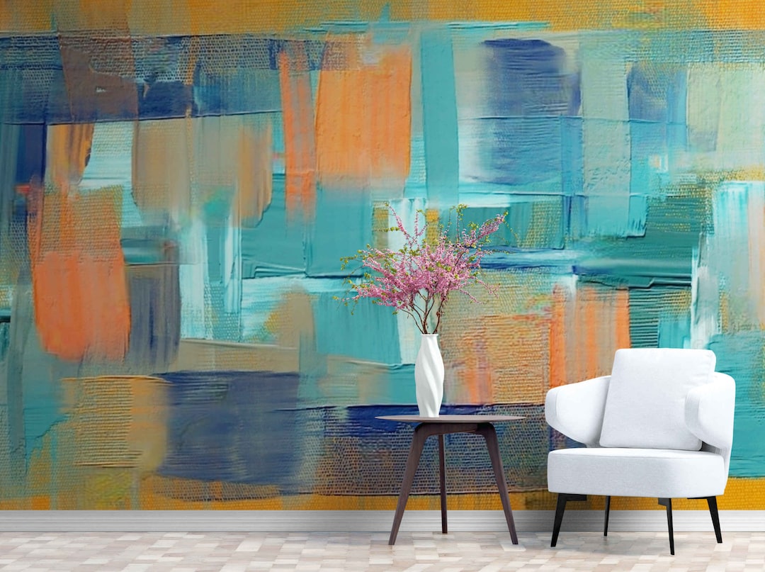 Oil Painting Wallpaper Mural Abstract Paint Wall Mural Etsy