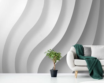 Walls with Stunning Gray Geometric 3D Wallpaper - Peel and Stick Mural and Adhesive Wallpapers Available for a Modern and Chic Look