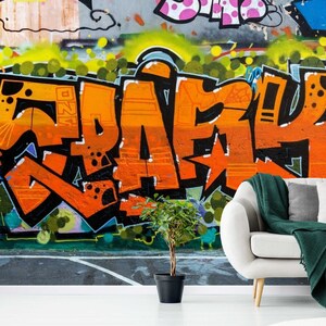 Carta da parati murale Art Under Ground Graffiti Peel and Stick per la camera da letto degli adolescenti - Decorazione audace con design ispirati alla street art