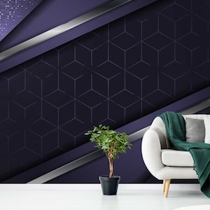 Carta da parati viola scuro / Carta da parati murale 3D staccabile e attaccabile / Decorazione murale 3D - Design lussuoso per soggiorno, ufficio - Facile da installare