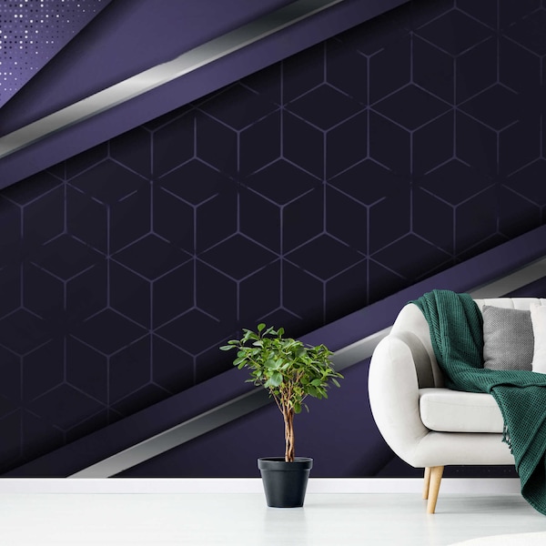 Deep Purple Wallpaper | 3D Peel and Stick Wallpaper Mural | 3D Wall Mural Wall Decor - Luxurious Design for Living, Office - Easy to Install