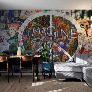 Cool Accent Graffiti Wallpaper Peel and Stick Self Adhesive, CustomWallpaper Wall Mural Urban Graffiti Wall Art Wallpapers Home Wall Decor