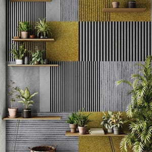Moderne gestreifte strukturierte Tapete - Gold und Grau Geometrisches Wandbild, Schälen und Aufkleben oder Stofftapete, Gästezimmer Dekor Tapeten
