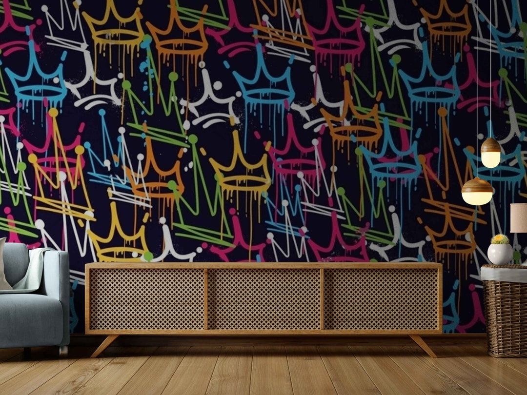 Abstract Graffiti Wall Mural Design Peel and Stick Wallpaper, Colorful ...