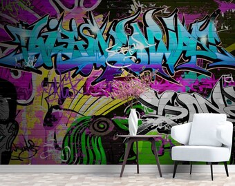 Graffiti Art Wallpaper Mural Peel and Stick - Etsy