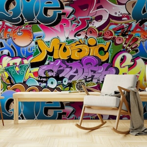 Modern Graffiti Wall mural Graffiti Wallpaper Graffiti Photo Wall Graffiti Wall Decor Graffiti Peel and Stick Wallpaper Photo Wallpaper Art