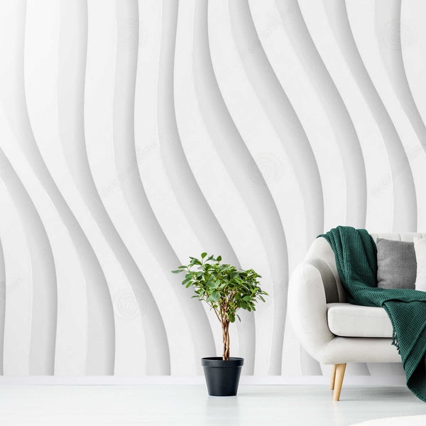 White Lines Wallpaper, 3d wallpaper, peel and stick mural, home wall art, modern wallpaper, design wallpaper, wall mural, home decoration