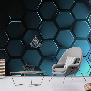 Benutzerdefinierte 3D-Tapete Wandbild, Bienenwabe Neon Tapete, selbstklebende 3D-Tapete für die Wandgestaltung, Wandpaneel-Tapeten, Schälen und Aufkleben-Wandbild