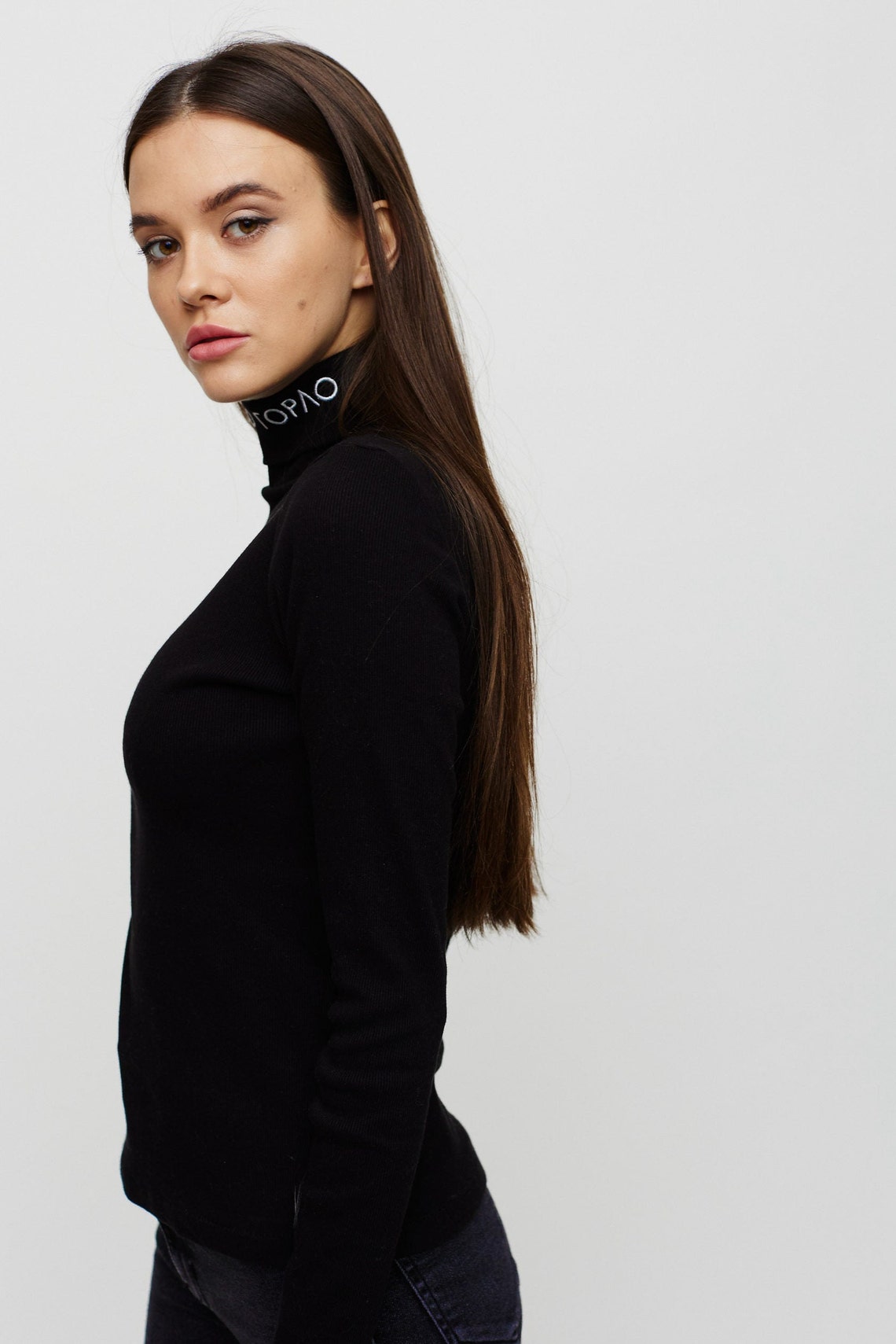 Black Turtleneck. Neck Sweater. Stretchy Long Sleeve - Etsy Australia