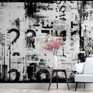 Black and White Art Graffiti Wallpaper Wall Murals Peel and stick mural Graffiti wall mural Street Art Mural Wallpaper Bedroom Wall paper