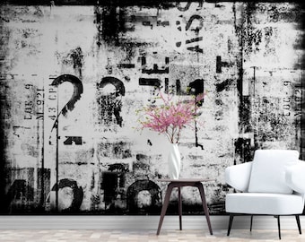 Black and White Art Graffiti Wallpaper Wall Murals Peel and stick mural Graffiti wall mural Street Art Mural Wallpaper Bedroom Wall paper