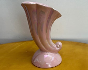 Vintage Raynham pottery lustre vase trumpet shape pink c.1950s