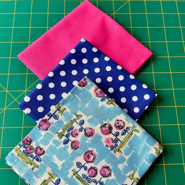 Cute fabric bundle three quilting cottons fat quarters flats