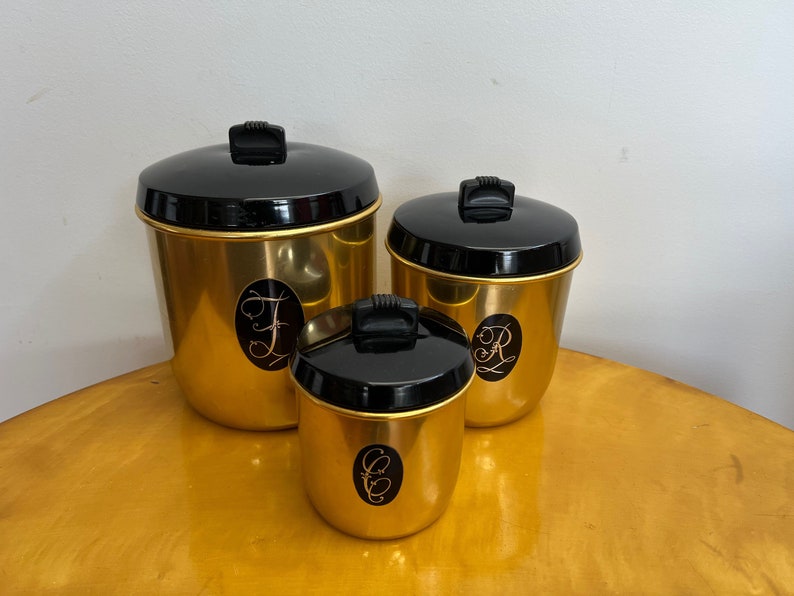 1950s Jason Model Maid Canisters Gold Anodised Set of Three Etsy