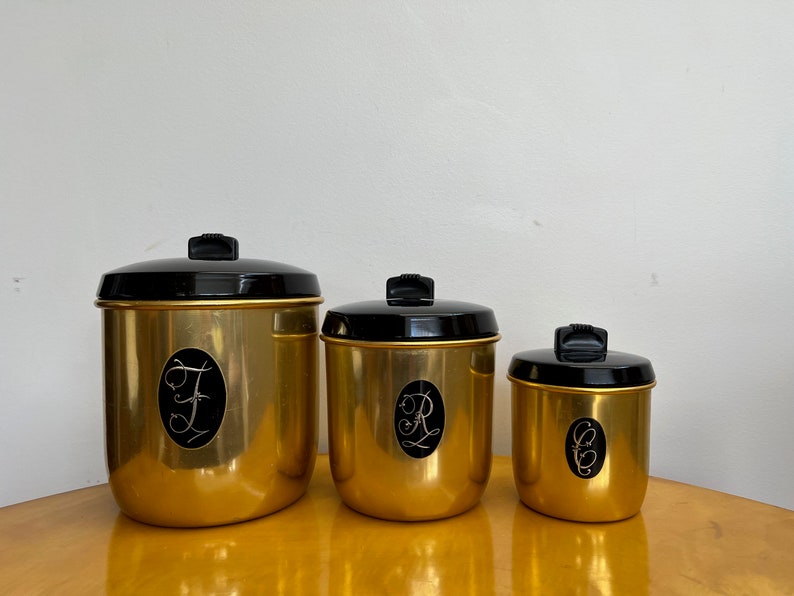 1950s Jason Model Maid Canisters Gold Anodised Set of Three Etsy