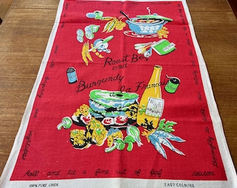 Stara lniana ściereczka kuchenna: Martwa natura z atomowym owocem, lata 60. XX wieku