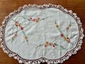 Vintage linen doilies hand embroidered lace edging 1950s
