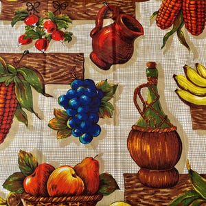 Vintage cafe caravan curtains/tablerunner set of four fruit and flower pattern c. 1950s