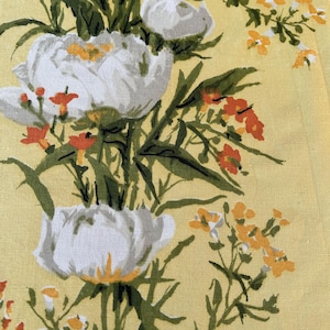 Fab vintage curtain yellow  green and white floral stripe c. 1970s