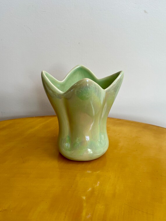 Vintage Raynham Pottery Vase Tulip Shaped Green Lustreware Etsy Australia