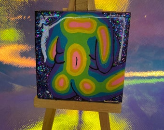 Body Positive Thermal Chubby Lady View from the Back Mini Acrylique et Glitter Peinture à la main - Qualité B